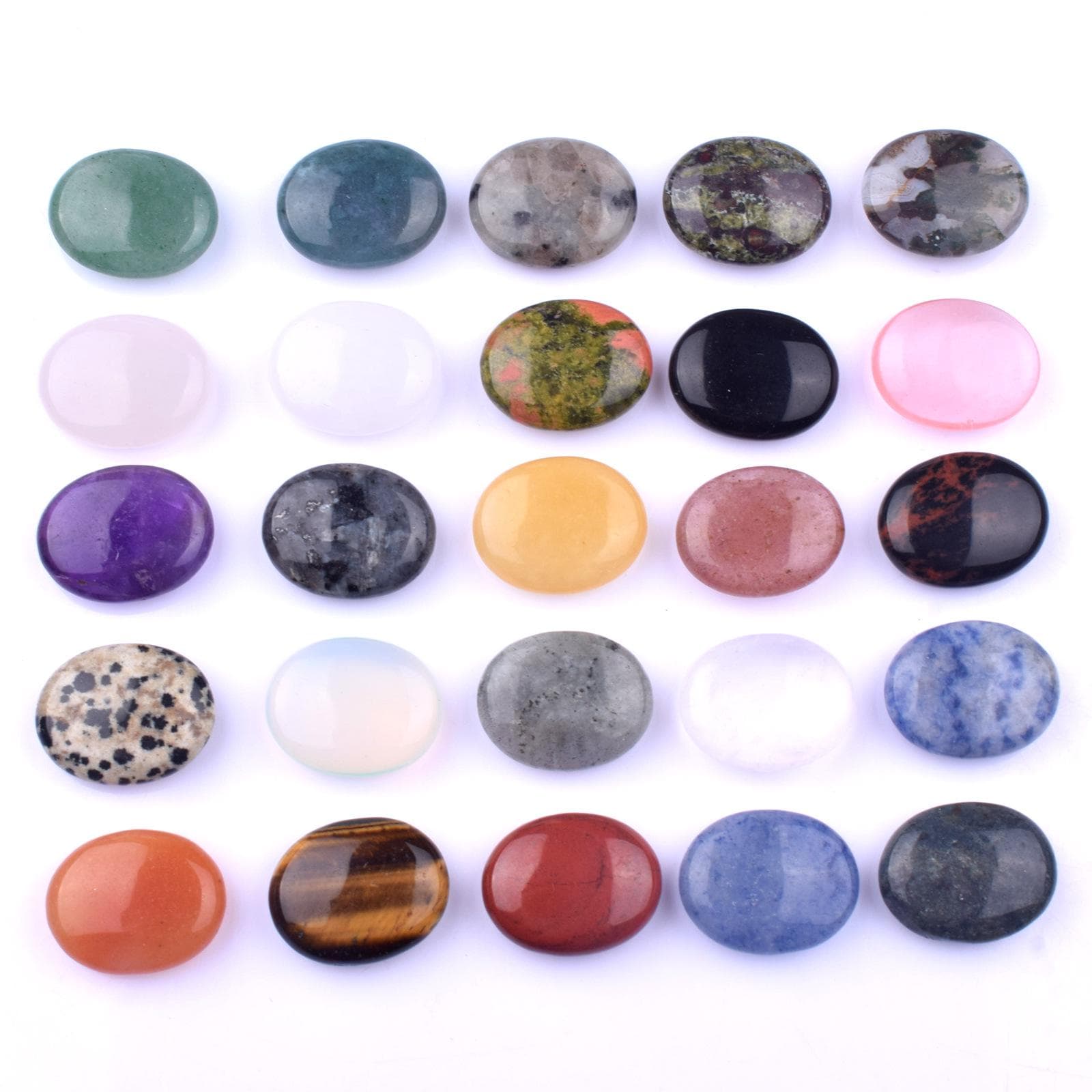 Pierre de massage ovale en stéatite naturelle de 20 mm – Lot de six