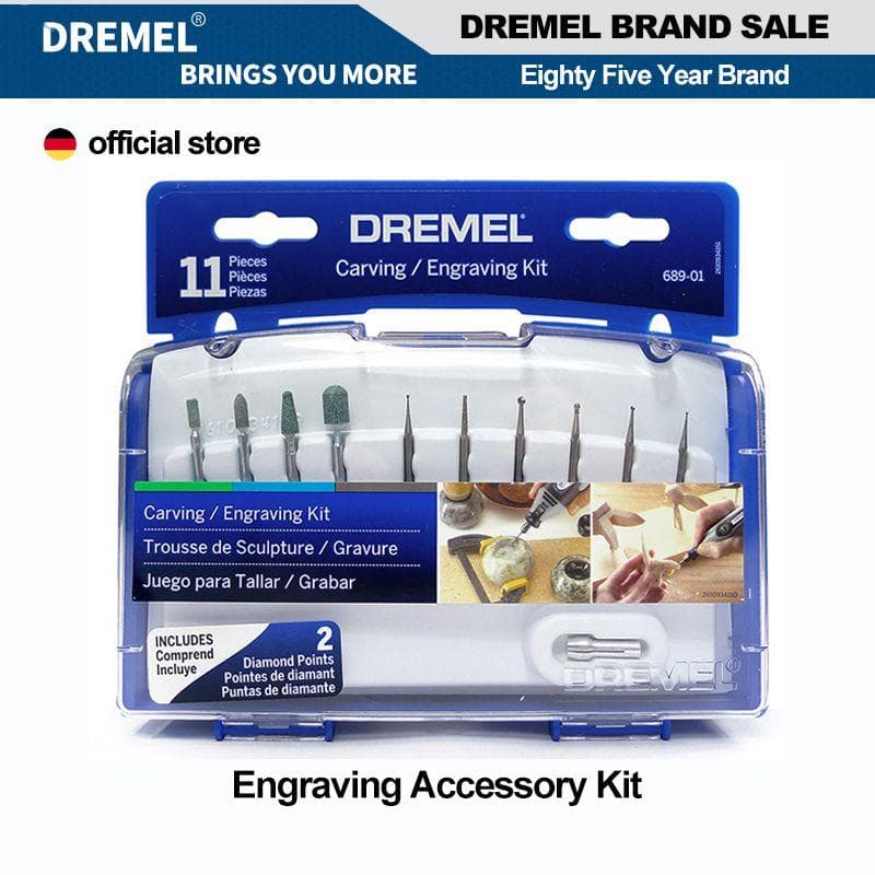 Dremel 689-01 Ensemble de 11 Outils Rotatifs pour Sculpture et Gravure