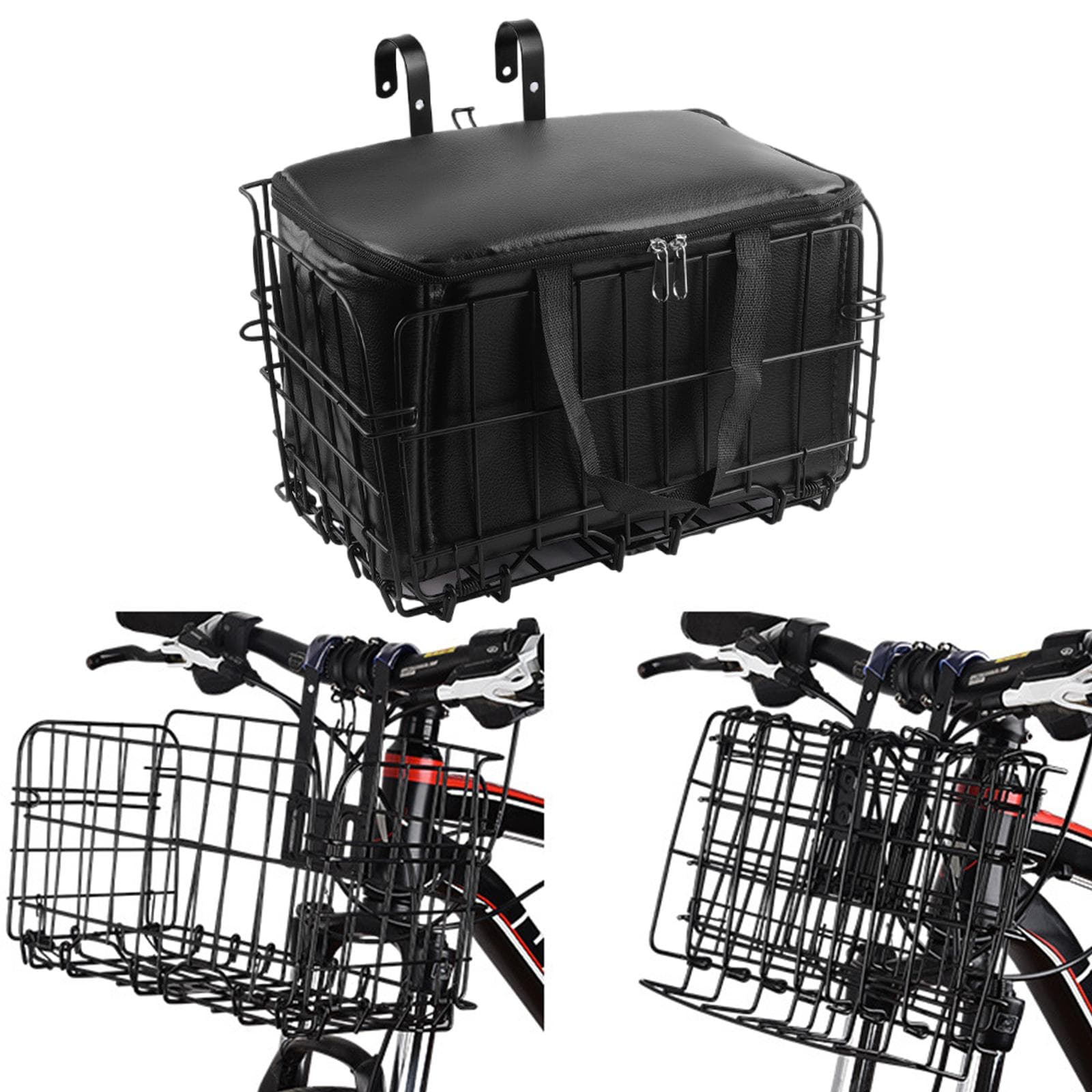 VTT Pliant Panier Suspendu Métal Guidon Avant Panier de Vélo Avant & Arrière Suspendu Panier Latéral Épais de Remorque