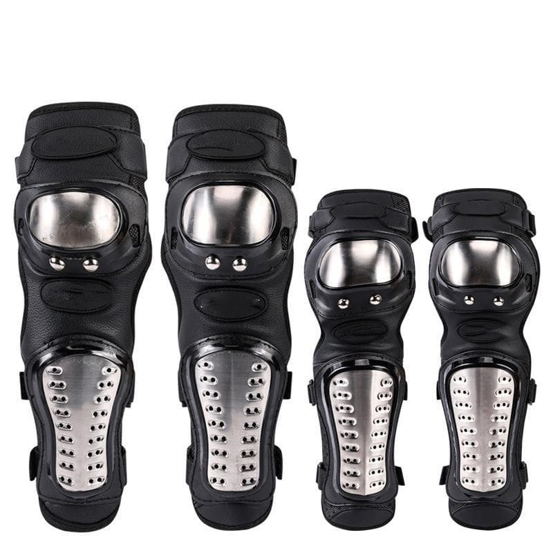 Lot de 4 genouillères de moto en acier inoxydable, coudières de moto, genouillères, équipement de protection pour course de motocross, kit de