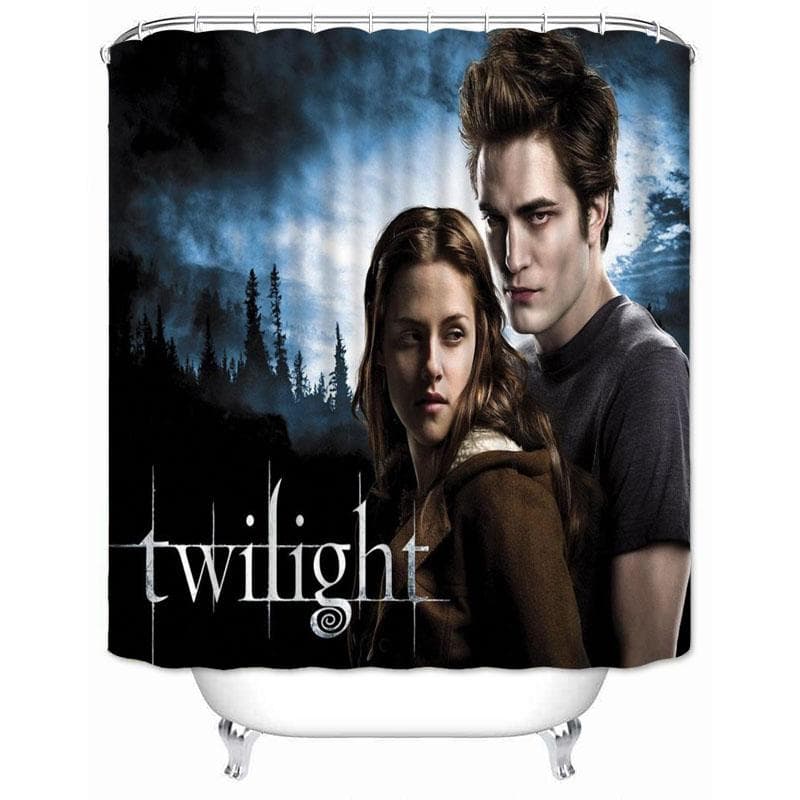 Musife Rideau de douche personnalisé La saga Twilight Dessin animé Imperméable Tissu polyester Salle de bain Avec crochets Décoration d'intérieur