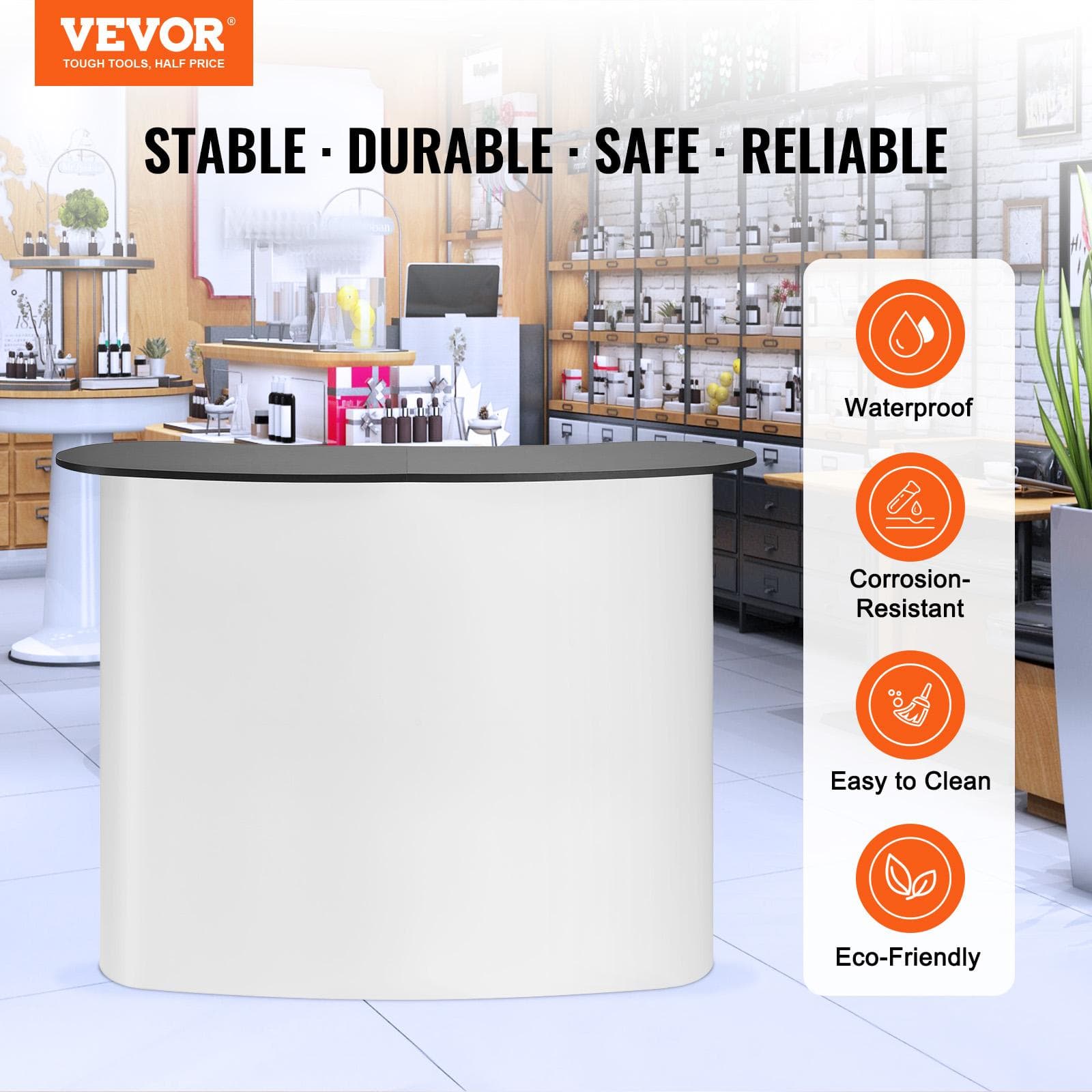 SucceBuy Podium de Salon Portable Table Comptoir d'Exposition Stand de Salon Foire avec Mur Table de Promotion Pliable Détail pour fête