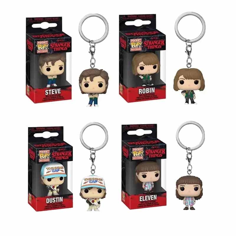 Funko Pop Pocket Pop Porte-clés Stranger Things Eleven Robin Barb Steve Dustin Chaîne Porte-clés Modèle Jouet Adultes Enfants Cadeau Jouets