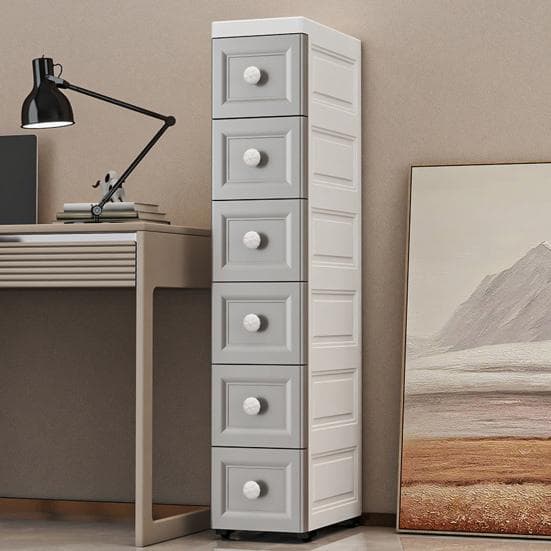 Armoire de Rangement Fine Multi-Niveaux Haute Étroite avec Roulettes Tiroirs Organisateur Roulant à Tiroirs Multiples pour Espaces Salle de Bain
