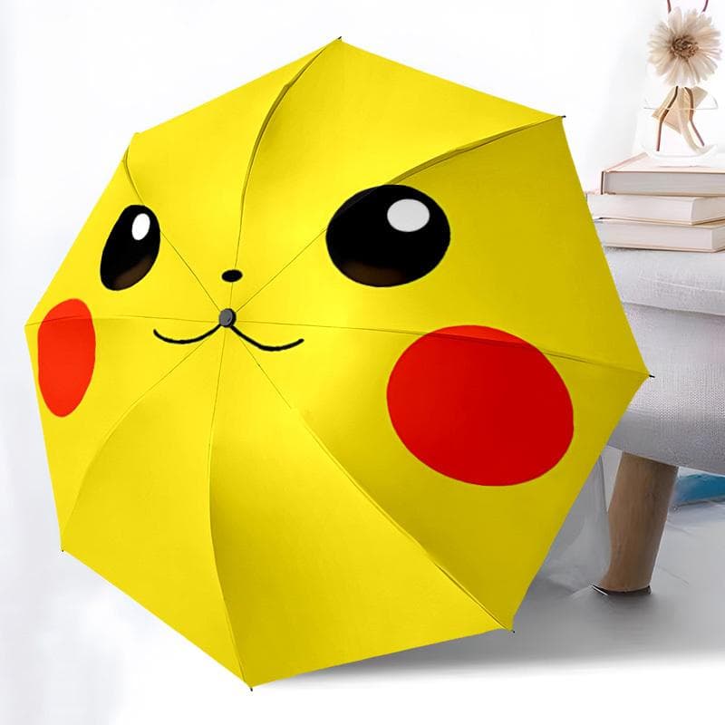 1 pièce Parapluie Pliant Automatique Ouverture/Fermeture Pikachu Pokémon, Structure Résistante au Vent à 8 Baleines, Parapluie de Voyage Léger
