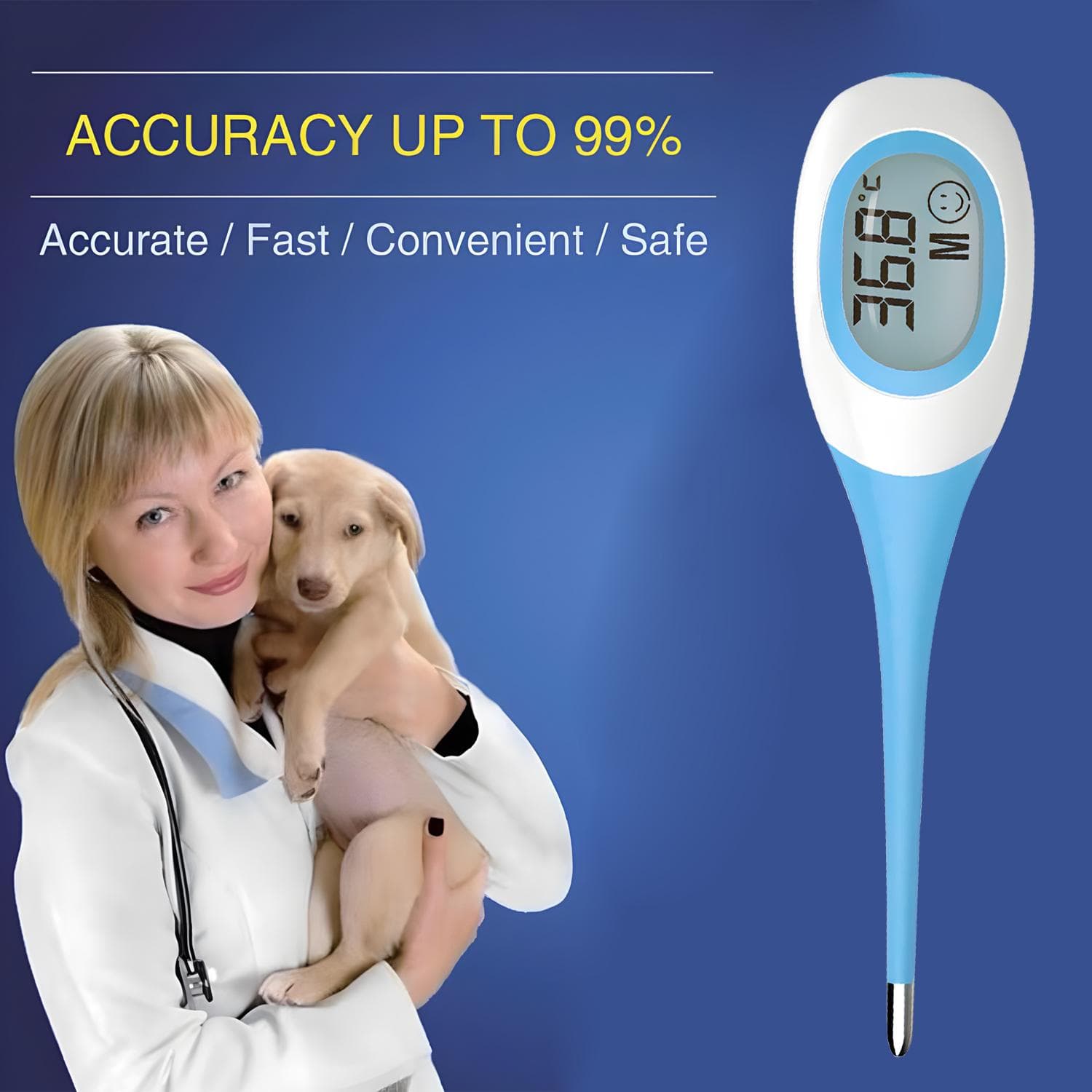 Thermomètre électronique professionnel à LED pour animaux de compagnie, pour chiens et chats, thermomètre sec et humide, thermomètre