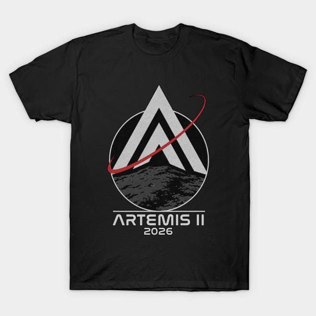 T-shirt Homme Impression Noire Artemis Ii 2026 Mission Lunaire Inspiré Emblème Spatial Impression sur Papier Transfert Sans Découpe Coton Tshirt cm