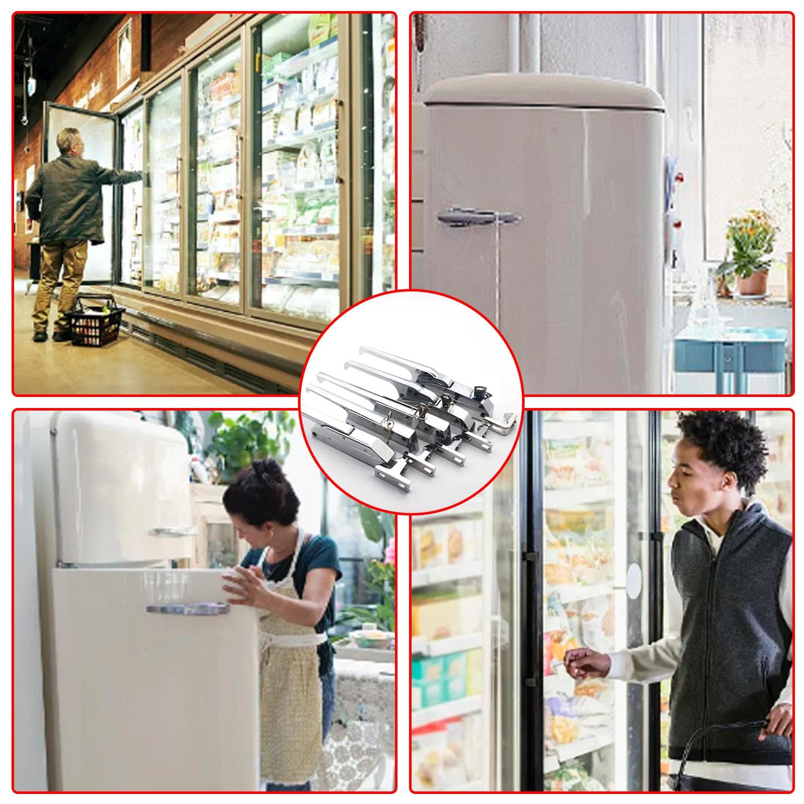 Ensemble de poignée de porte de chambre froide réglable pour congélateurs et réfrigérateurs walk-in Système de loquet sécurisé pour usage