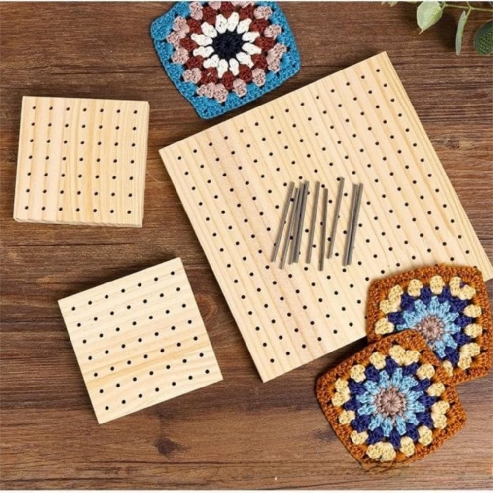 Planche à Tricoter Crochet en Bois Tapis de Blocage Tricot Fait Main Œuvre d'Art Broderie