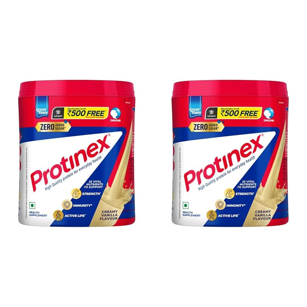 Protinex Mélange pour Boisson Protéinée Crèmeuse Vanille Pour Adultes Pot de 400 g Pack de 2 Avec 25 Nutriments Essentiels Pour la Force