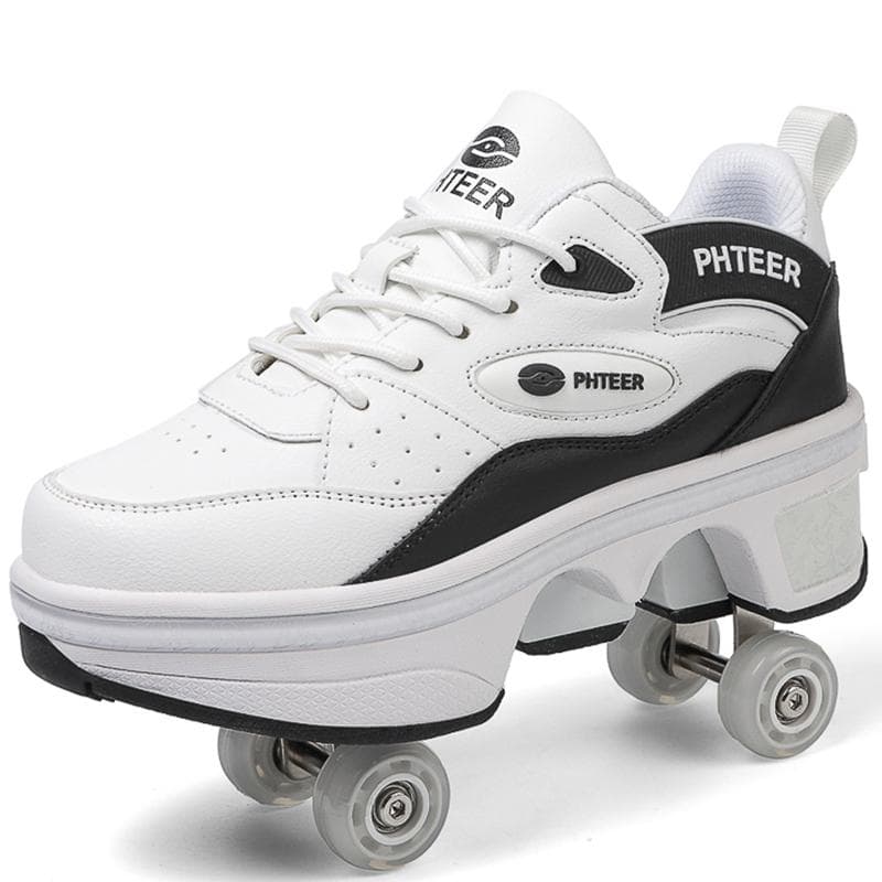 Baskets à Roues pour Enfants avec Roues Doubles Garçon Fille Baskets à Roulettes Chaussures à Roulettes Chaussures Déformables Chaussures de