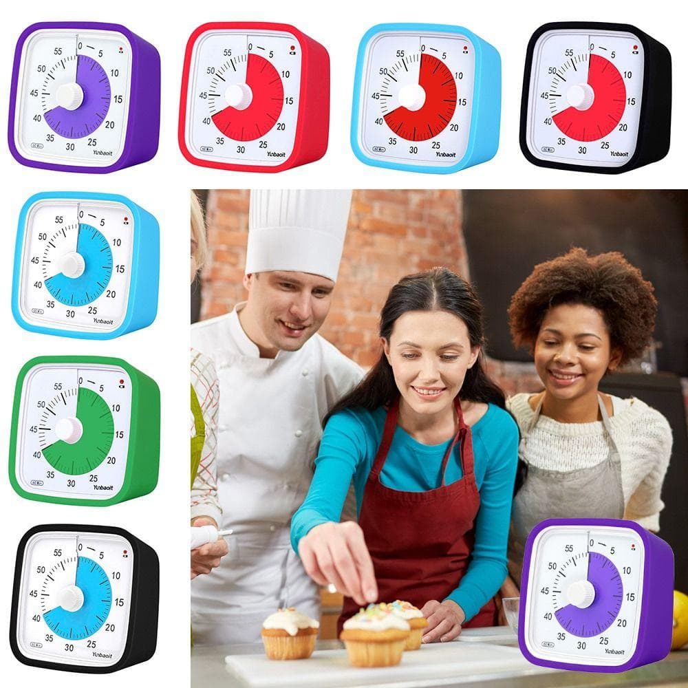 Minuteur Visuel 60 Minutes Minuteur Compte à Rebours ABS Minuteur de Questions Multifonction Étudiant Enfants noir