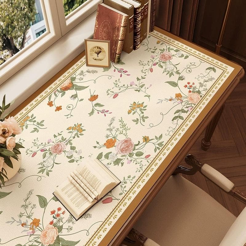 Tapis de Bureau en Cuir Vintage Imperméable Tapis de Bureau Antidérapant Découpable Tapis de Table d'Écriture pour Bureau Élégant & Installation