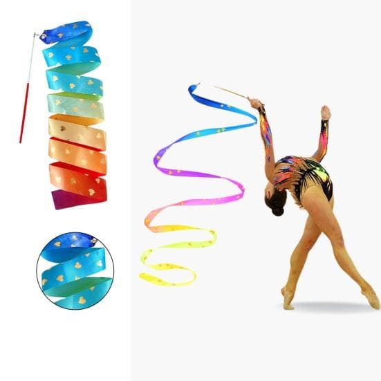 Ruban de gymnastique rythmique couleur vibrante Extra doux lisse Flexible danseur baguette virevoltant danse Streamer pour les enfants