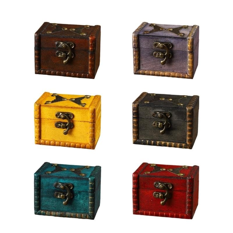 Boîte de rangement verrouillable style antique avec serrure à combinaison sécurisée, coffre en bois de grande capacité pour bijoux et objets de