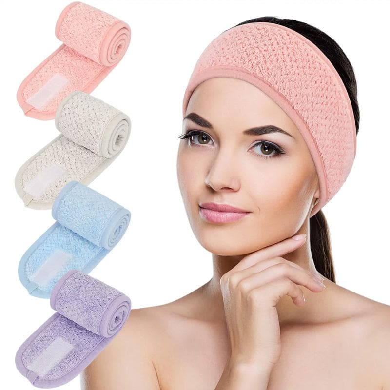 1PC Bandeau de Maquillage Réglable Lave Visage Doux & Confortable Yoga Spa Antidérapant Bandes Cheveux Bain Douche Large Bandeau bleu clair