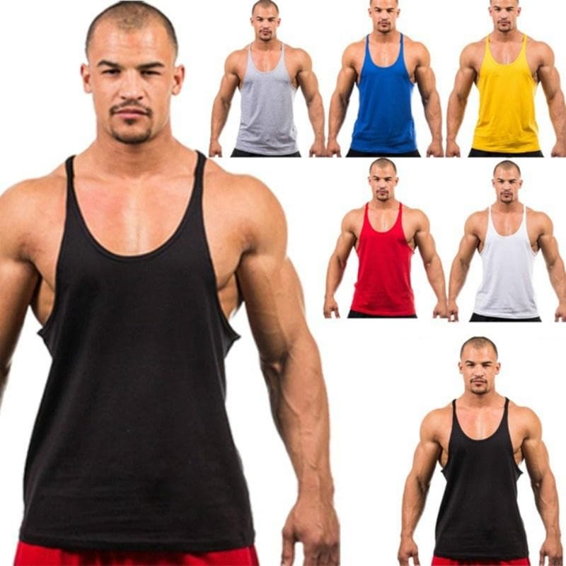 Hommes été Gym Singlet débardeur Stringer musculation Muscle Fitness gilet cm blanc