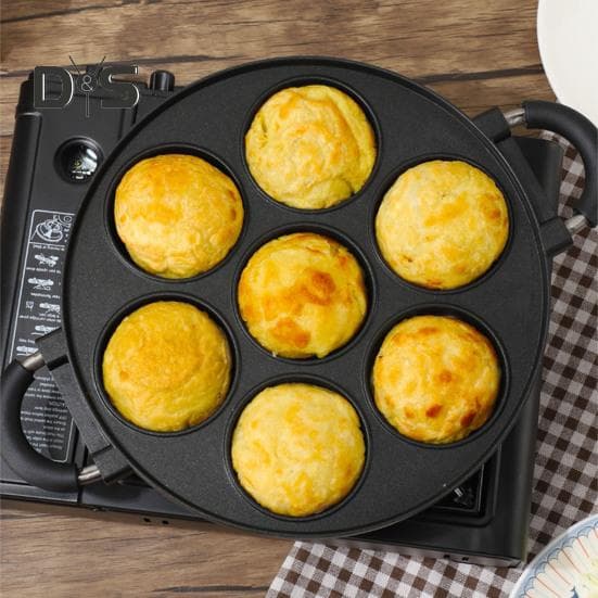 Moule à gâteau de cuisson à 7 trous, poêle à omelette lisse, poêle à frire antiadhésive pour boulettes de poulpe, machine à omelette pour