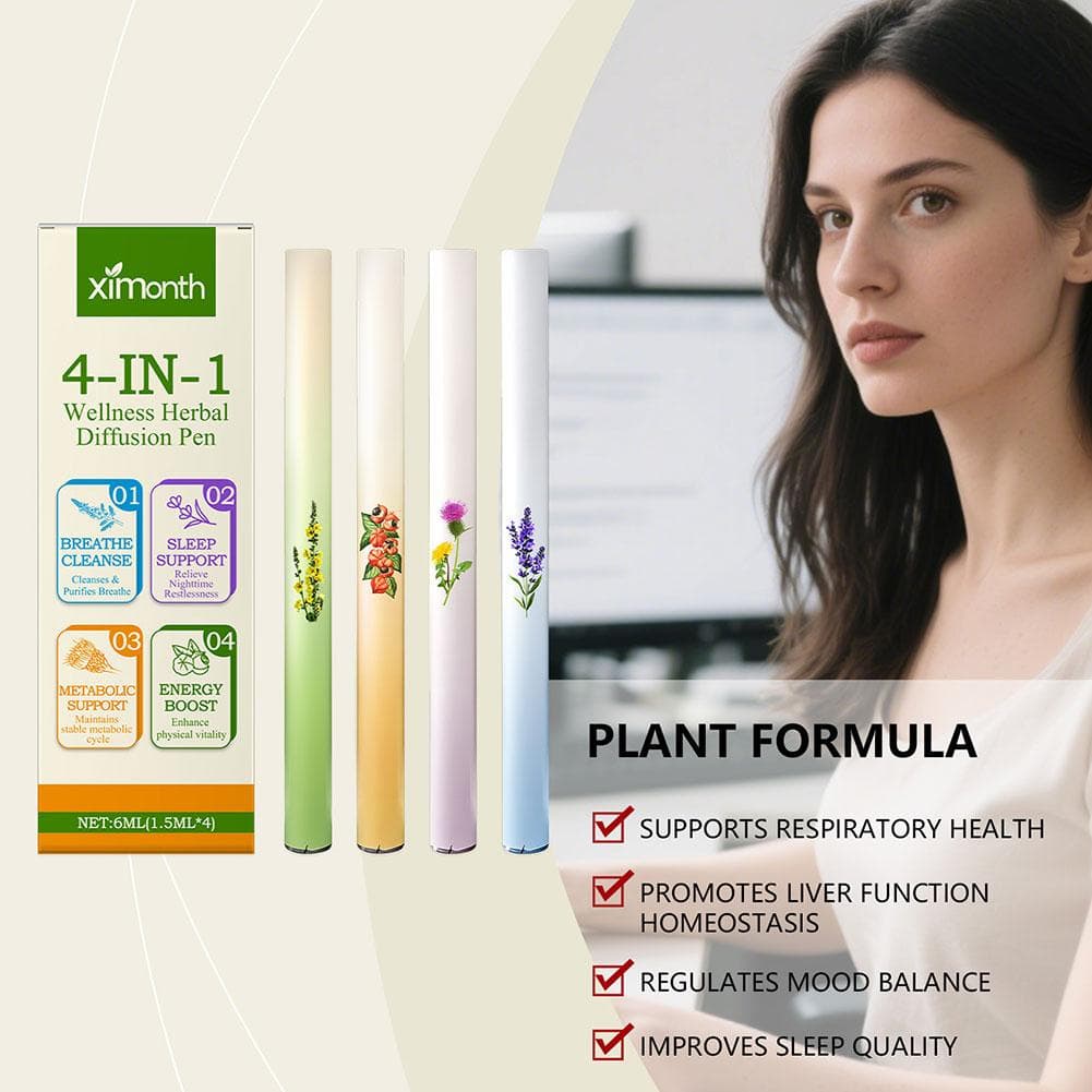 4 pièces 4 en 1 Stylo Désodorisant Diffuseur d'Aromathérapie Purificateur Nettoyant Pulmonaire à base de Plantes Huile Essentielle de Menthe