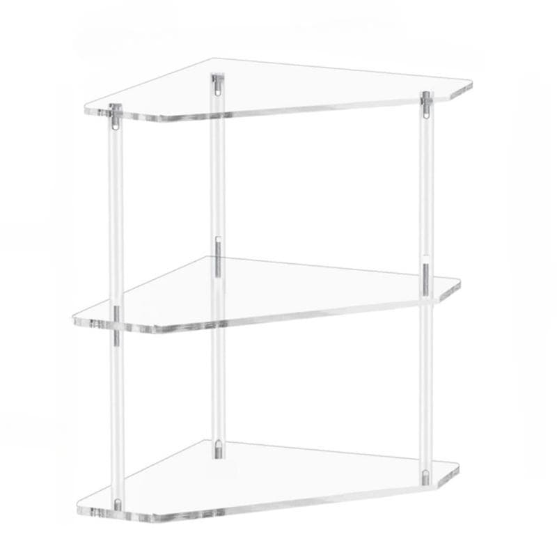 Étagère de rangement en acrylique Facile à installer Support d'angle à trois niveaux Petite table d'angle pour salon Chambre à coucher Salle de