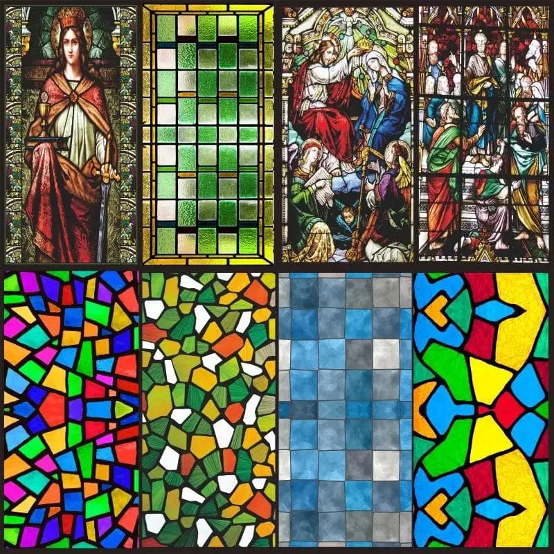 Film décoratif pour vitrail, mosaïque givrée, protection de la vie privée, sans colle, pour salle de bain, chambre à coucher, cuisine, maison