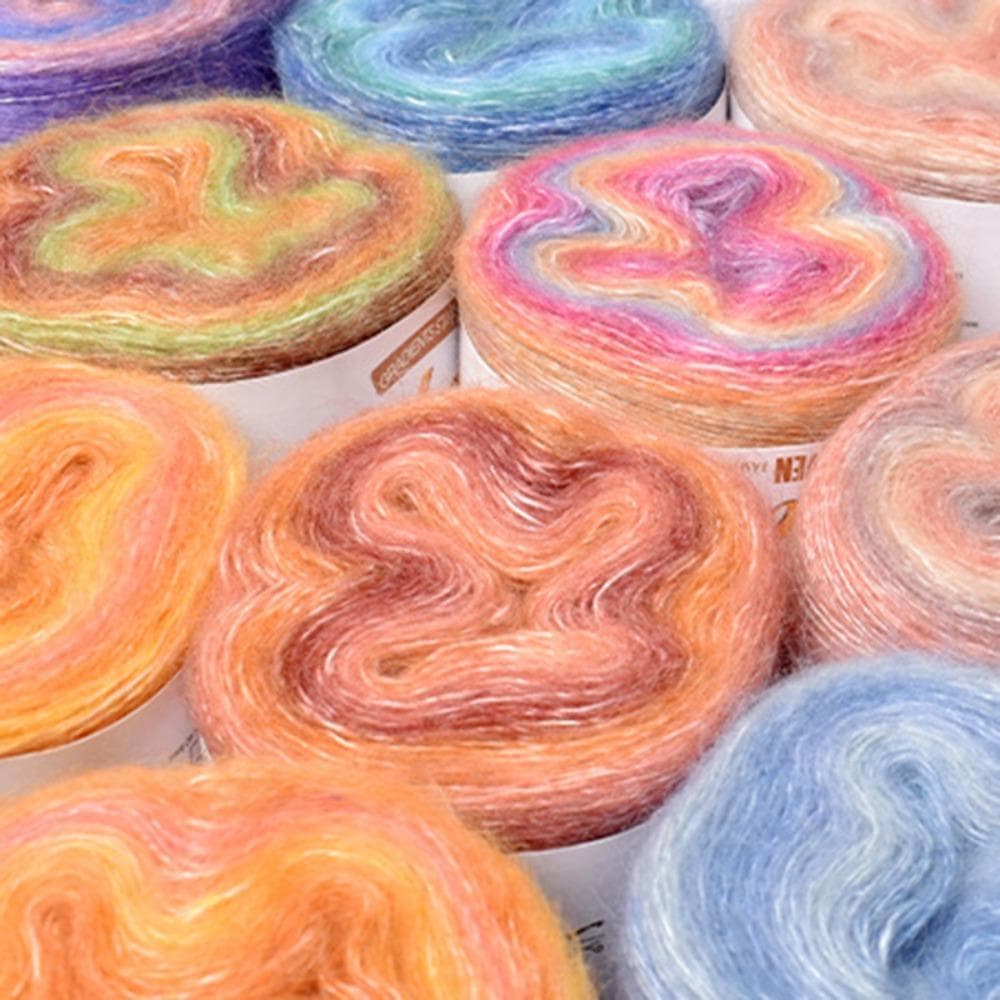 250M Printemps/Été Dégradé Couleur Gâteau Fil Crochet Tissé À La Main Fil Doux DIY