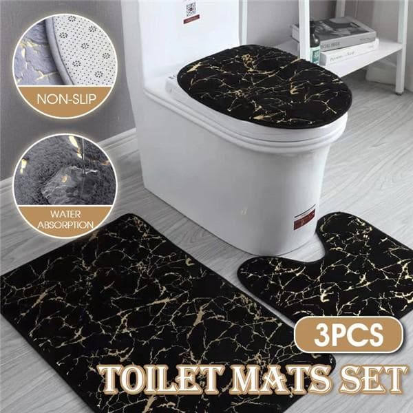 3 pièces ensemble de tapis de bain tapis de salle de bain tapis de toilette antidérapant absorbant marbre décoration porte pied coussinet mousse à