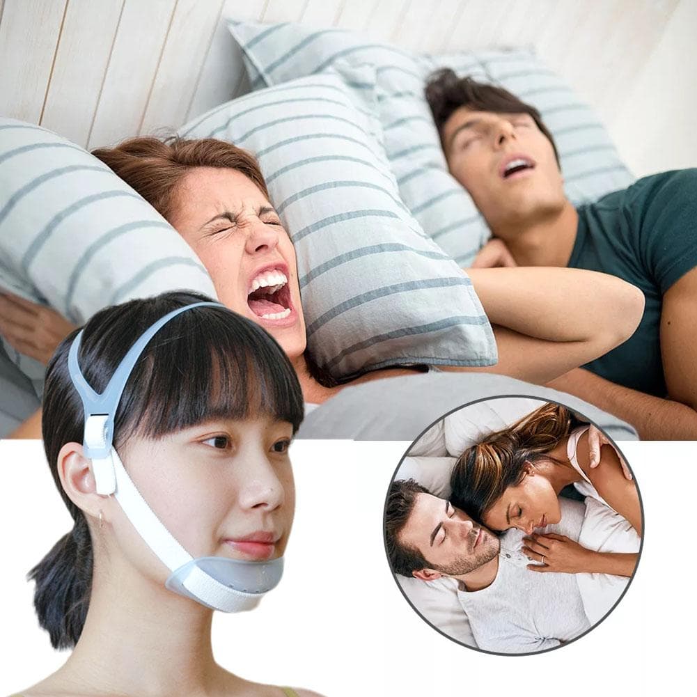 Sangle de menton réglable Anti-ronflement, ceinture d'apnée du sommeil, outil buccal de respiration, Elast de sommeil U8B3