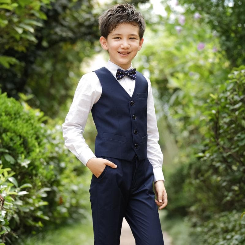 Gilet doux pour garçon, Costume formel + cravate pour mariage, ensembles de vêtements pour enfants, costumes de Piano, 4 couleurs 150cm noir