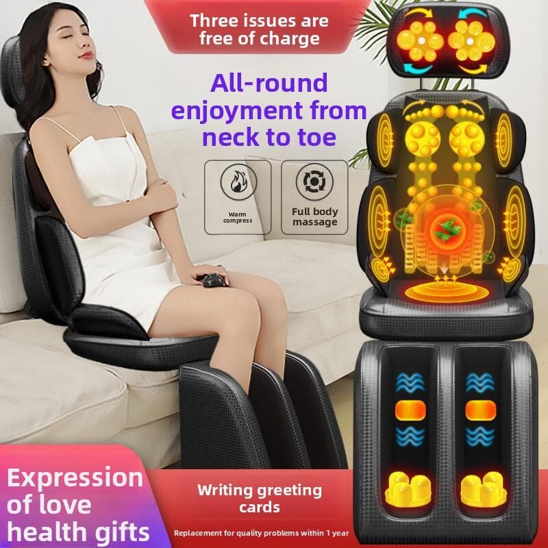 Fauteuil de Massage Électrique Amélioré Corps Entier Pétrissage Cou Dos Taille Jambe Chauffage Infrarouge Vibration Coussin Shiatsu Siège