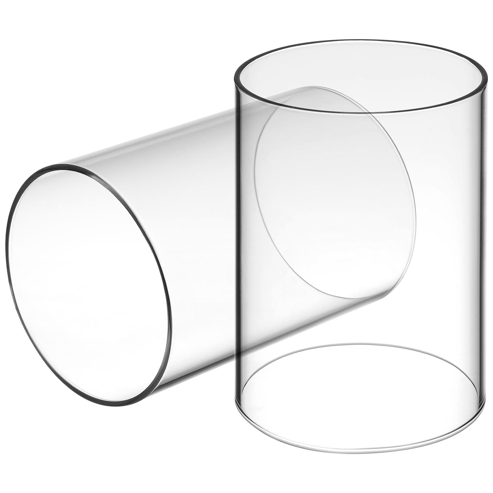 Ensemble de 2 Pièces Abat-jour Candélabre Lampe Verre Fourniture Salle à Manger Bougeoirs Couvercles en Verre Bougeoir Tube Abat-jour Cylindre