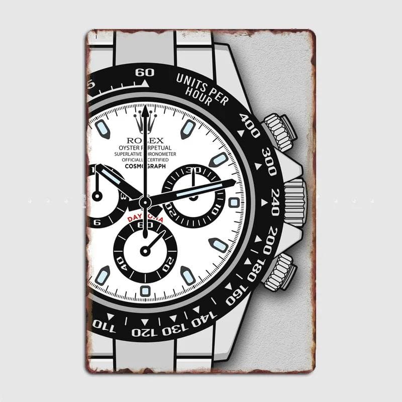 Daytona Panda Chronographe montre iconique Montres Style Panneau Métallique Affiche Club Personnalisé Panneau en Fer Blanc Décor Mural Intérieur