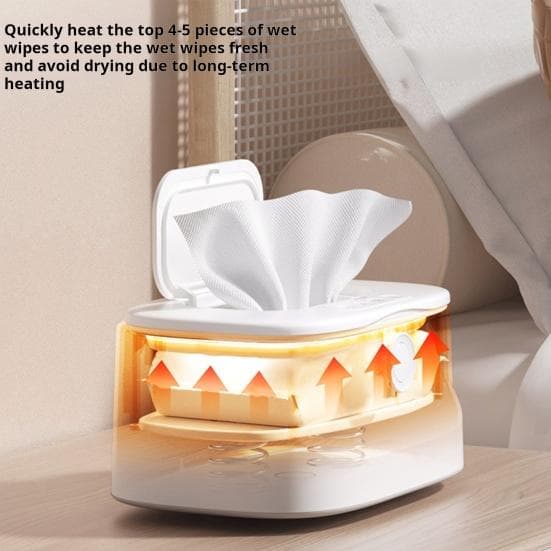 Chauffe-lingettes avec chauffage supérieur en acier inoxydable 3 niveaux réglables Voyant lumineux Température constante Distributeur de lingettes