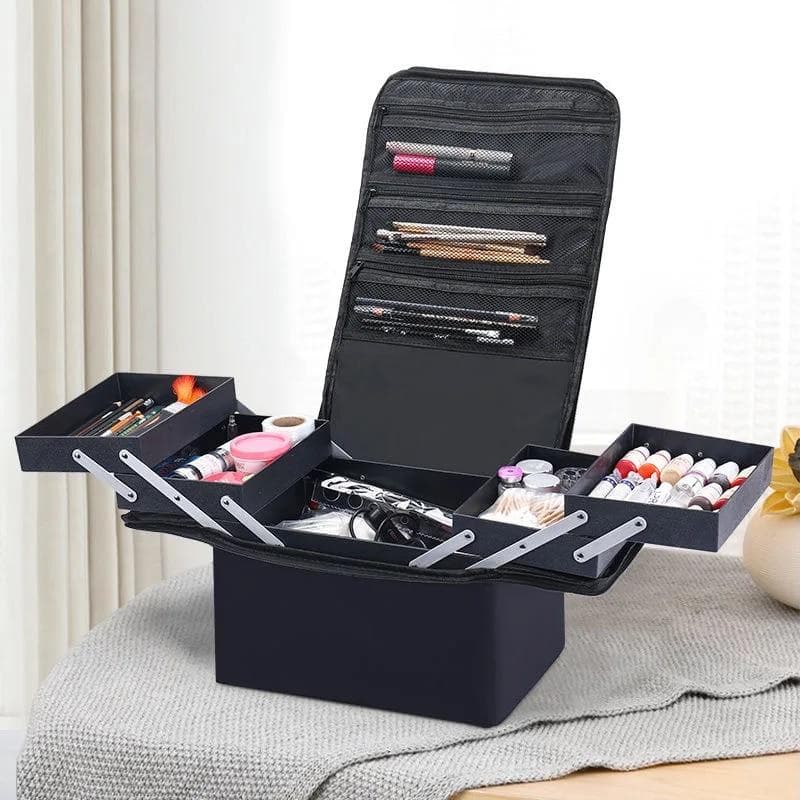 Nouveau sac de maquillage de grande capacité multicouche manucure coiffure broderie trousse à outils cosmétiques mallette de rangement trousse de