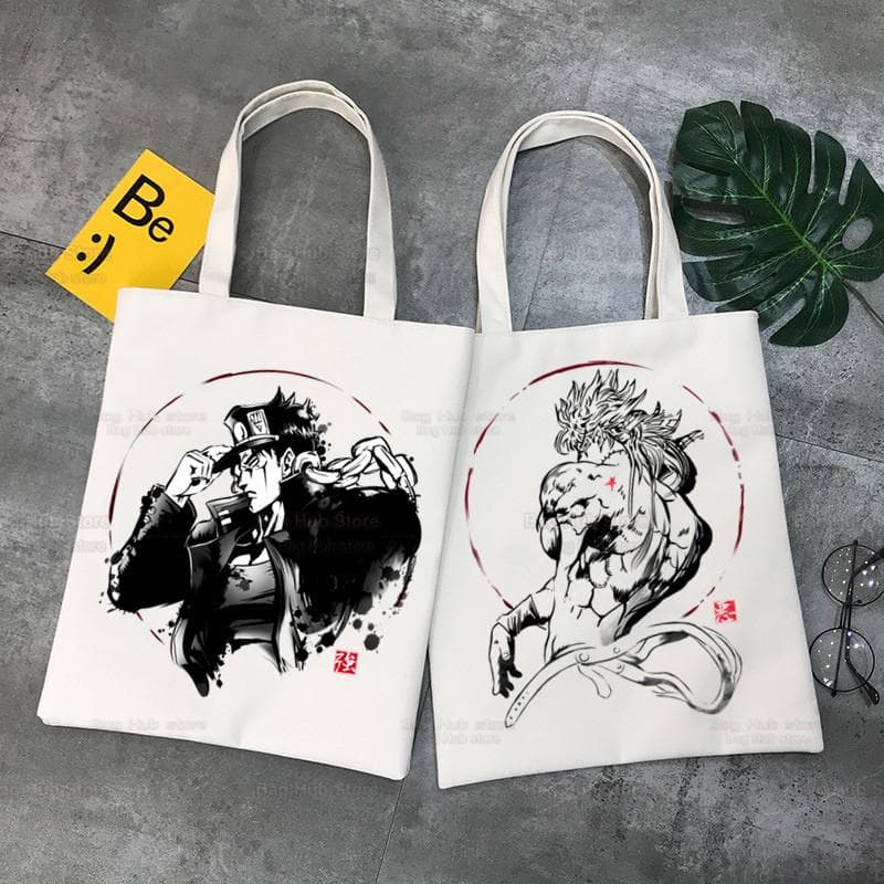 Kujo Jotaro JOJO Anime sac à provisions Shopper Jute JOJO's Bizarre Adventure sac Shopping Manga fourre-tout sac Shopping réutilisable Bolsa