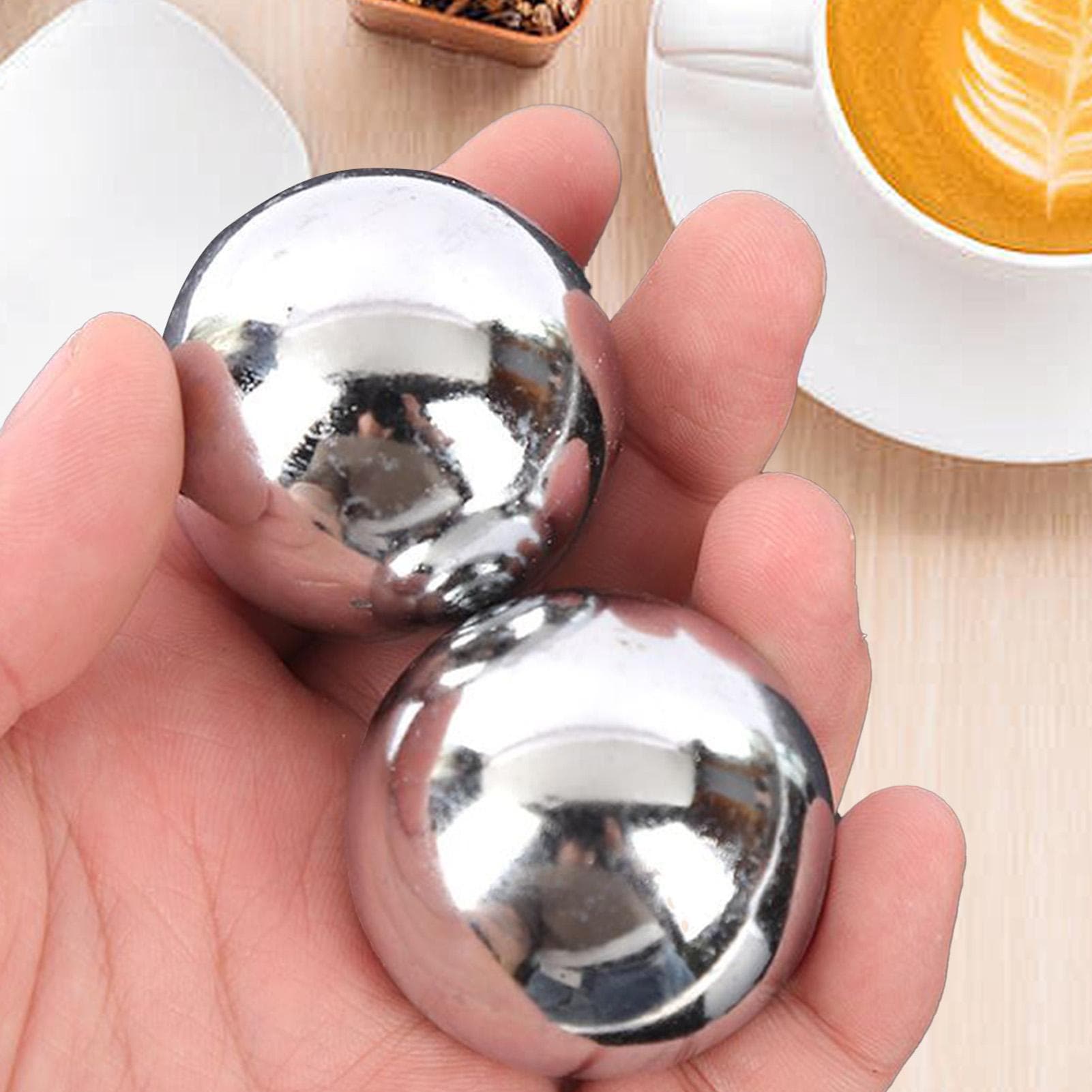 Boules de Baoding Chinoises 2 pièces Sphères d'Exercice pour les Mains Outil de Soulagement du Stress pour la Méditation pour Bureau Maison Voyage