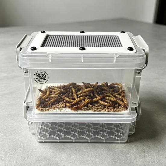 Boîte d'élevage de vers de farine Système de ferme à vers de farine avec bac à déchets Contenant d'élevage de vers de farine respirant pour
