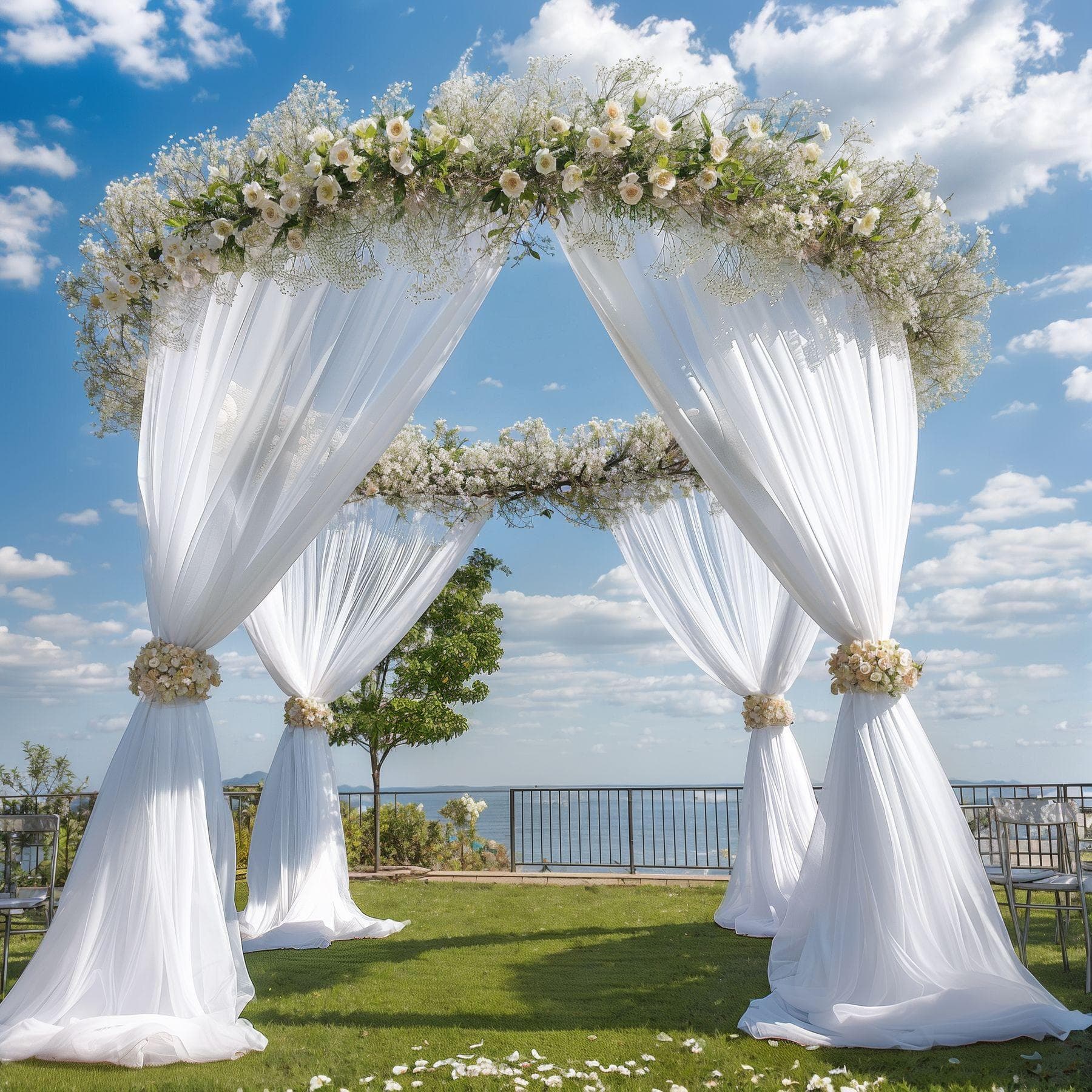 Tissu drapé pour arche de mariage Voilage en tulle transparent pour tonnelle Décoration de cérémonie de mariage Rideau d'arrière-plan de fête