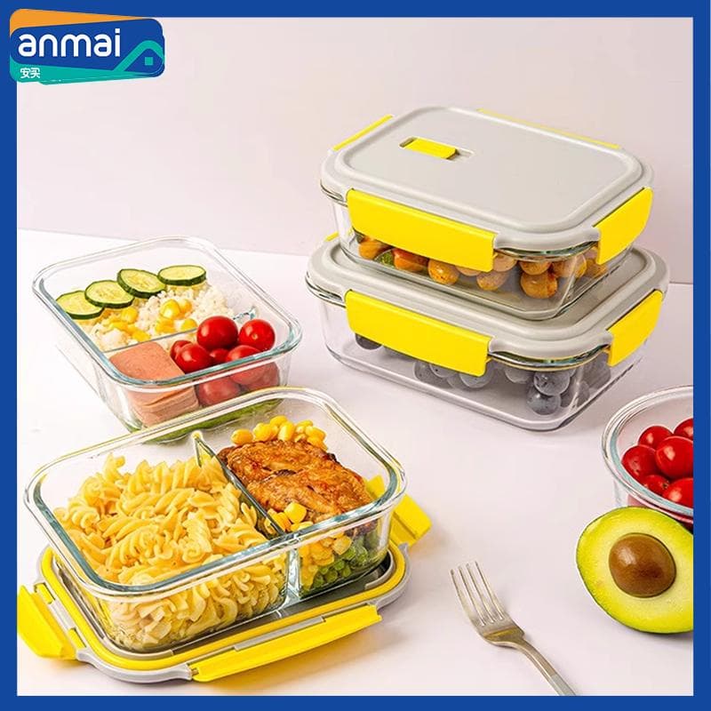 Anmai Récipients de conservation des aliments en verre borosilicate à haute teneur en matières grasses Bols à salade scellés Réfrigérateur