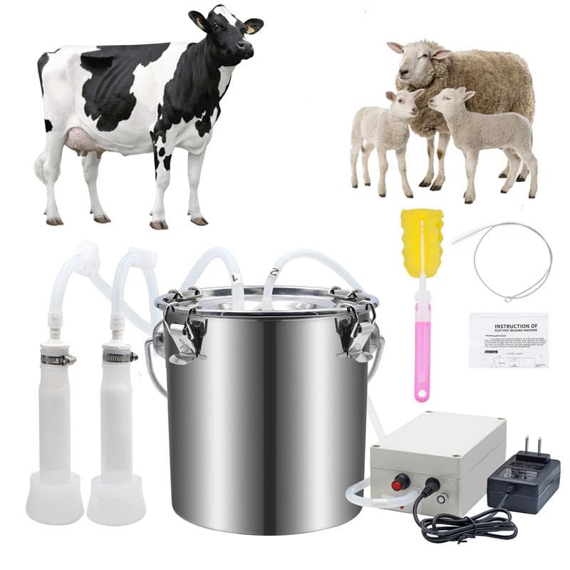 Nouvelle Machine à Traire 5L 220V Vache Chèvre Électrique & Pulsatoire Machine à Traire Seau à Lait en Acier Inoxydable Pompe à Vide Aspiration