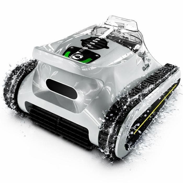 Robot Piscine Sans Fil, Nettoyage Fond, Parois et Ligne d'eau, 180min&200m² d'Autonomie, Aspirateur Puissant, Contrôle Via App gris