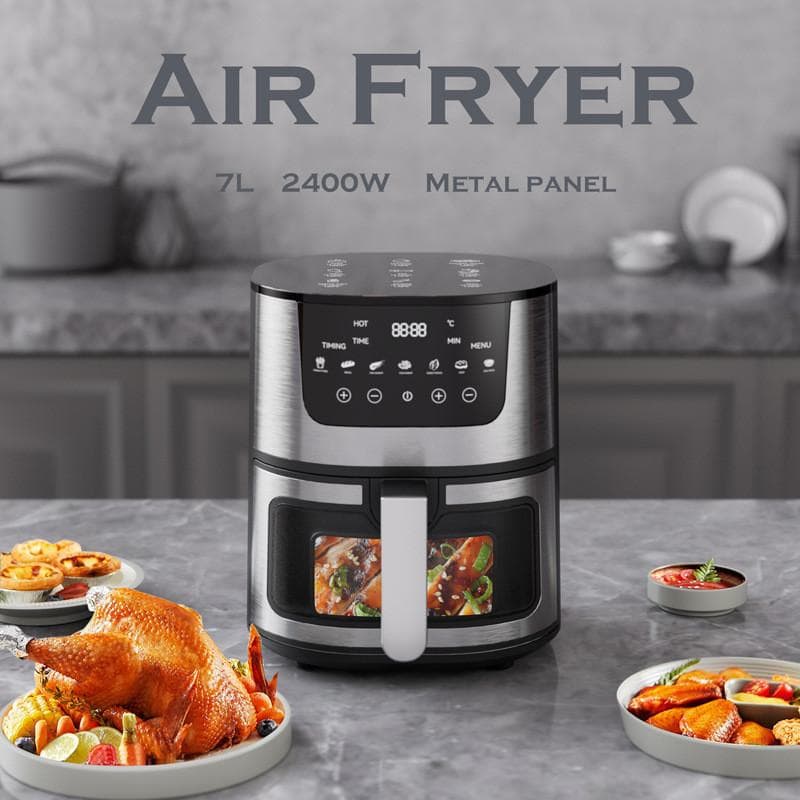 Friteuse à air visuelle haute puissance 2400W Ménage intelligent 7L Grande capacité Friteuse électrique Appareil de transformation de cuisine