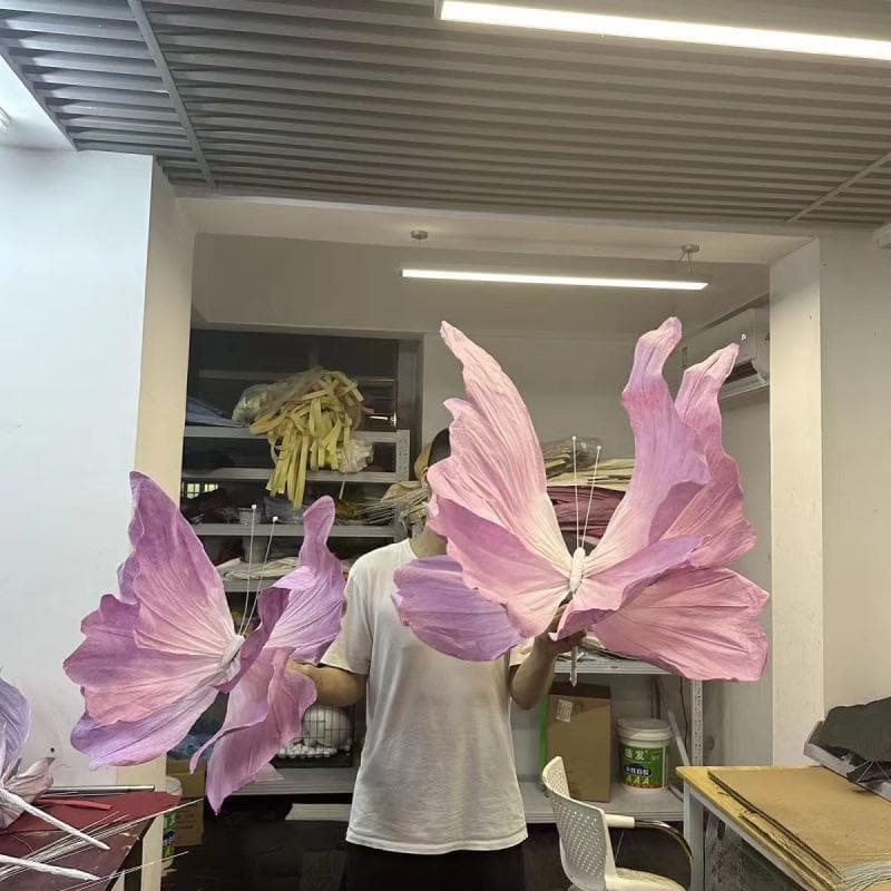 Papillons en Papier Crépon Tridimensionnels pour la Photographie et la Décoration d'Exposition