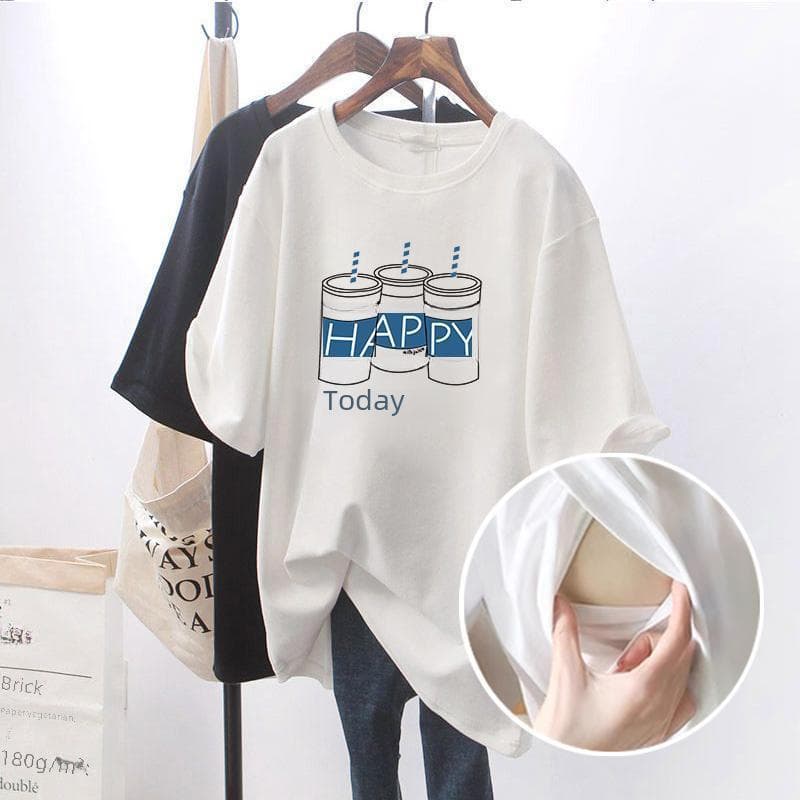 T-shirts de maternité, Hauts d'été pour l'allaitement, Vêtements chics pour maman, Tenues d'allaitement grande taille cm