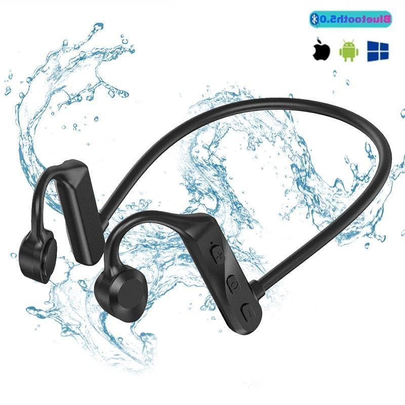 Écouteurs à Conduction osseuse Bluetooth sans fil, étanche, confortable, crochet d'oreille ouvert, écouteurs légers noir