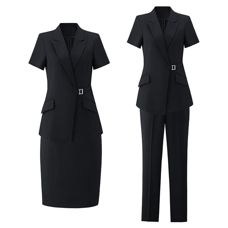 Ensemble de costume professionnel à manches courtes cintrante pour femme TROMAN cm