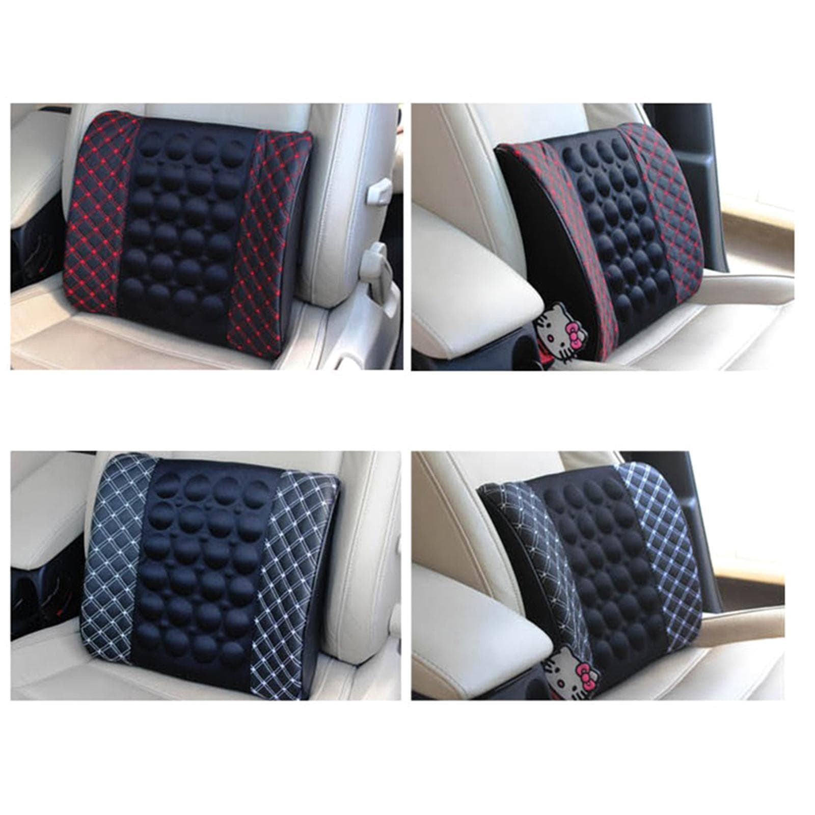 Coussin vibrant de massage du dos Coussin de soutien de posture lombaire avec allume-cigare Voyage Voiture blanc