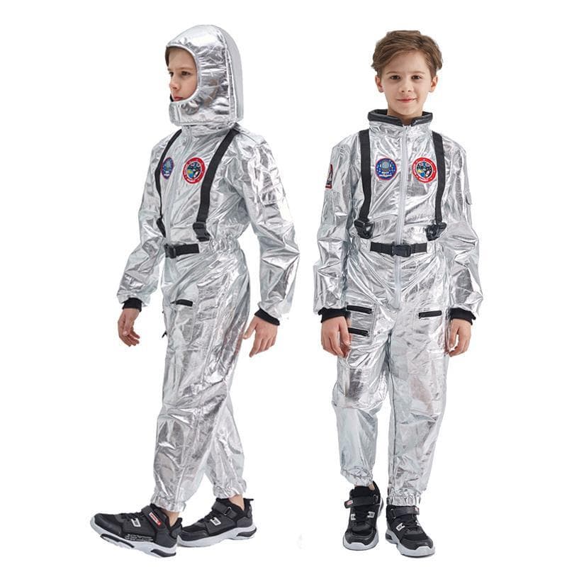 Combinaison Spaceman argentée pour garçons, Costume d'astronaute pour enfants, Halloween Cosplay, pilote, robe fantaisie de fête de carnaval cm