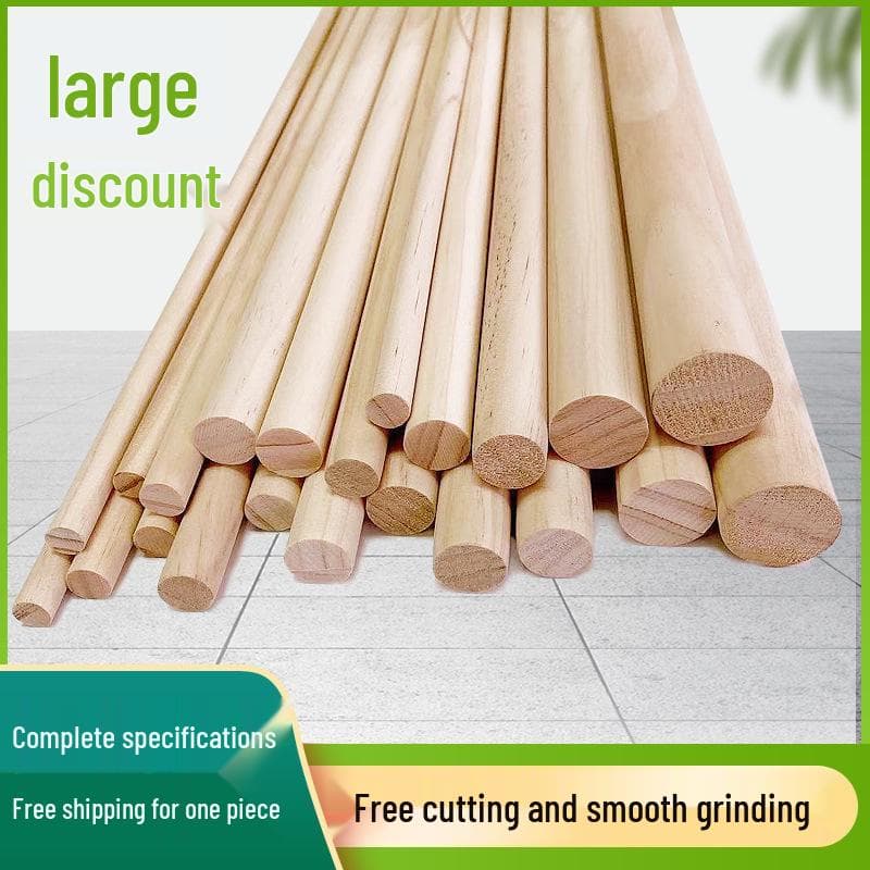 Tringle Ronde en Bois pour Suspendre les Vêtements – Bande en Bois Massif Fabriquée à la Main pour la Construction et la Décoration