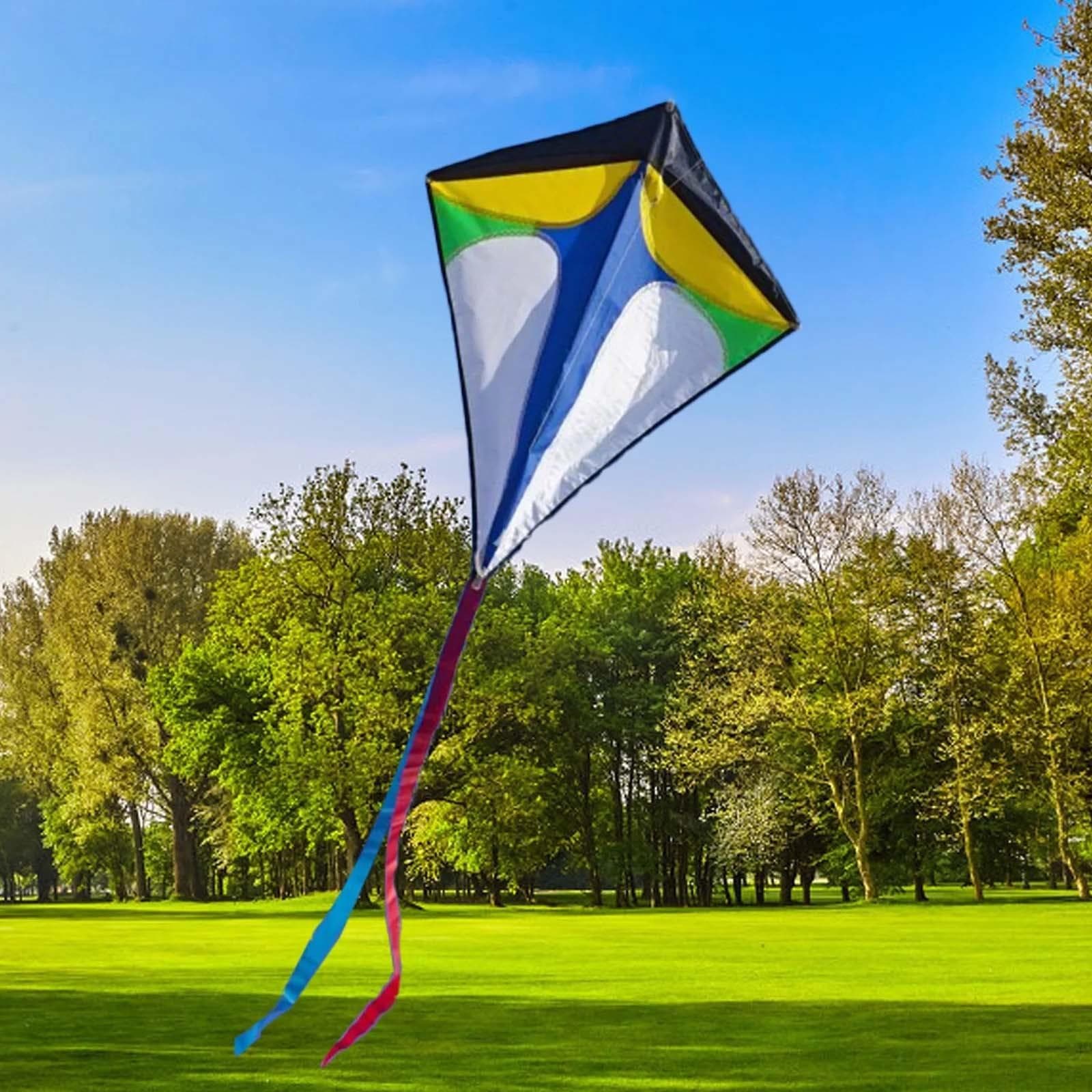 Cerf-volant diamant pour enfants avec poignée et ligne de vol, adapté aux sports de plein air